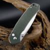 CJRB Cutlery Large Pyrite Folding Knife 3.7" AR-RPM9 Stonewashed Drop Point Blade, Green Canvas Handles, Button Lock - J1925L-ODG