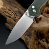 CJRB Cutlery Large Pyrite Folding Knife 3.7" AR-RPM9 Stonewashed Drop Point Blade, Green Canvas Handles, Button Lock - J1925L-ODG