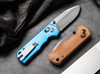 Boker Magnum Rockstub Crossbar Lock Folding Knife - 2.64" 440B Stonewashed Drop Point Blade, Blue Elox Aluminum Handles - 01SC711