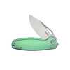 Kubey Knife Tityus Frame Lock Flipper Folding Knife - 3.39" Bead Blasted 14C28N, Green 6AL4V Contoured Titanium Handle - KB360B