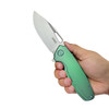 Kubey Knife Tityus Frame Lock Flipper Folding Knife - 3.39" Bead Blasted 14C28N, Green 6AL4V Contoured Titanium Handle - KB360B