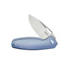 Kubey Knife Tityus Frame Lock Flipper Folding Knife - 3.39" Bead Blasted 14C28N, Blue 6AL4V Contoured Titanium Handle - KB360D