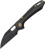 Vosteed Cutlery RSKAOS Mayhem Folding Knife - 3.46" M390 Black PVD Wharncliffe Blade, Black Titanium Handles, Gold Accents