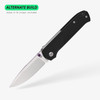 Flytanium Arcade Shark Folding Knife - 3.2" S35VN Satin Drop Point Blade, Void Black Aluminum Handles, Amber G10 Inlay, Demko Shark Lock