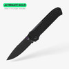 Flytanium Arcade Shark Folding Knife - 3.2" S35VN Black Drop Point Blade, Void Black Aluminum Handles, Amber G10 Inlay, Demko Shark Lock