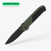 Flytanium Arcade Shark Folding Knife - 3.2" S35VN Black Drop Point Blade, OD Green Aluminum Handles, Yellow G10 Inlay, Demko Shark Lock