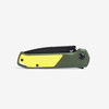 Flytanium Arcade Shark Folding Knife - 3.2" S35VN Black Drop Point Blade, OD Green Aluminum Handles, Yellow G10 Inlay, Demko Shark Lock