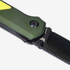 Flytanium Arcade Shark Folding Knife - 3.2" S35VN Black Drop Point Blade, OD Green Aluminum Handles, Yellow G10 Inlay, Demko Shark Lock