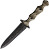 Stroup Knives Dagger Fixed Blade - 4.25" 1095 Hand Carved Double Edge Dagger Blade, Milled Tan G10 Handles, Kydex Sheath - DAG-T-G10-S