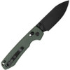 Vosteed Cutlery Raccoon Folding Knife - 3.25" 14C28N Black Drop Point Blade, Green Canvas Micarta Handles