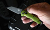 Benchmade 2900BK-2 AUTO Immunity Folding Knife - 2.49" CPM-M4 Cobalt Black Wharncliffe Blade, Woodland Green Billet Aluminum Handles