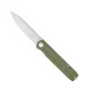 CobraTec Knives Kuzio Flipper Folding Knife - 3.75" D2 Drop Point Blade, OD Green G10 Handles