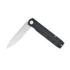 CobraTec Knives Kuzio Flipper Folding Knife - 3.75" D2 Drop Point Partially Serrated Blade, Black G10 Handles