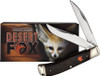 Rough Ryder Desert Fox Slip Joint Jumbo Trapper Folding Knife - 440 Stainless Steel Blades, Black and Orange Micarta Handles