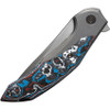 WE Knife Co Limited Edition Merata Flipper Knife - 3.68" CPM-20CV Hand Rubbed Trailing Point Blade, Gray Titanium Handles with Nebula FatCarbon Inlays, Chidori Accents, Frame Lock - WE22008B-2