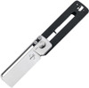 Boker Plus S-Rail Retractable Utility Knife - 2.01" D2 Satin Chisel Ground Razor Blade, Black G10 Handle, Button Lock - 01BO556
