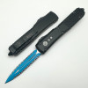 Microtech 122-D3JK Ultratech Jedi Knight AUTO OTF - 3.46" Blue Double Serrated Edge Dagger Blade, Black Aluminum Handles