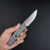 SRM Knives 255L-GK Ambi Lock Folding Knife - 3.2" 10Cr15CoMoV Steel Satin Blade, Gray G10 Handle - 255L-GK