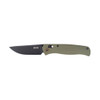 SRM Knives 255L-GP Ambi Lock Folding Knife - 3.2" 10Cr15CoMoV Steel Black Blade, Green G10 Handle - 255L-GP