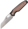 Kansept Knives Tuckamore Frame Lock Folding Knife - 3.54" CPM-20CV Stonewashed Sheepsfoot Blade, Black Titanium Handles with Brown Micarta Inlays - K1052A4