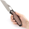 Kansept Knives Tuckamore Frame Lock Folding Knife - 3.54" CPM-20CV Stonewashed Sheepsfoot Blade, Black Titanium Handles with Brown Micarta Inlays - K1052A4