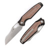 Kansept Knives Tuckamore Frame Lock Folding Knife - 3.54" CPM-20CV Stonewashed Sheepsfoot Blade, Black Titanium Handles with Brown Micarta Inlays - K1052A4