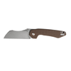 Vosteed Knives Gator Flipper Knife - 3.74" Sandvik 14C28N Satin Modified Wharncliffe Blade, Brown Frag Micarta Handles, Liner Lock - GT37VWMZ2