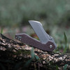 Vosteed Knives Gator Flipper Knife - 3.74" Sandvik 14C28N Satin Modified Wharncliffe Blade, Brown Frag Micarta Handles, Liner Lock - GT37VWMZ2