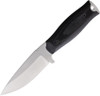 WildSteer Kastor Small Bushcraft Fixed Blade Knife - 3.58" Sandvik 14C28N Drop Point Blade, Black Micarta Handles, Leather Sheath