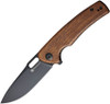 Sencut Knives Vesperon Liner Lock Flipper Knife - 3.35" 9Cr18MoV Black Drop Point Blade, Guibourtia Wood Handles - S20065-4