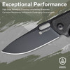 Sencut Knives Vesperon Liner Lock Flipper Knife - 3.35" 9Cr18MoV Black Drop Point Blade, Black Canvas Micarta Handles - S20065-3