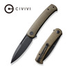 CIVIVI Knives Caetus Liner Lock Flipper Knife - 3.48" 14C28N Black Stonewashed Spear Point Blade, Green Burlap Micarta Handles - C21025C-3