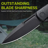 CIVIVI Knives Caetus Liner Lock Flipper Knife - 3.48" 14C28N Black Stonewashed Spear Point Blade, Black Burlap Micarta Handles - C21025C-2