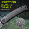 CIVIVI Knives Caetus Liner Lock Flipper Knife - 3.48" Damascus Spear Point Blade, Twill Carbon Fiber Handles - C21025C-DS1