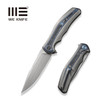 We Knife Co Zonda Frame Lock Flipper Knife - 4.05" CPM-20CV Hand Rubbed Satin Clip Point Blade, Gray Titanium Handles with Blue Titanium and Marble Carbon Fiber Inlays - WE22016-4