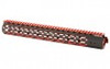 Leapers, Inc. - UTG - UTG PRO,  M-Lok Super Slim Free Floating Rail Black/Red 2-Tone Fits AR-15 - 15"