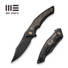 We Knife Company Limited Edition Orpheus Frame Lock Flipper Knife - 3.48" CPM-20CV Black Stonewashed Clip Point Blade, Black Titanium Handles with Jungle Wear FatCarbon Inlays - WE23009-1