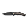 We Knife Company Limited Edition Orpheus Frame Lock Flipper Knife - 3.48" CPM-20CV Black Stonewashed Clip Point Blade, Black Titanium Handles with Jungle Wear FatCarbon Inlays - WE23009-1