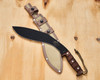 ESEE Knives Expat Jaraca Kukri Fixed Blade Knife - 11.5" Black Powder Coated Blade, Walnut Wood Handles, Khaki Cordura Sheath