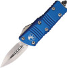 Microtech 238-10BL Mini Troodon OTF AUTO - Knife 1.99" Stonewash Double Edge Dagger Blade, Blue Aluminum Handles