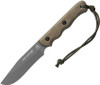 TOPS Knives Spirit Hunter X3 Fixed Blade Knife - 4.75" 1095 Carbon Tungsten Cerakote Blade, Green Canvas Micarta Handles, Leather Sheath - SHR-03