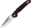 Vosteed Knives Thunderbird Trek Lock Flipper Knife - 3.48" S35VN Satin Compound Drop Point Blade, Red GT-Mascus Handles, Button Lock - TB3SG1