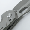 Vosteed Knives Thunderbird Trek Lock Flipper Knife - 3.48" Elmax Satin Compound Tanto Harpoon Blade, Stonewash Titanium Handles, Button Lock - A0313