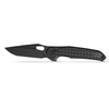 Vosteed Knives Thunderbird Trek Lock Flipper Knife - 3.48" Elmax Blackwash Compound Tanto Harpoon Blade, Black Titanium Frag Pattern Handles, Button Lock - VOSA0312