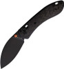 Vosteed Knives Mini Nightshade Folding Knife - 2.6" S35VN Black Stonewashed Kukri Blade, Carbon Fiber Handles, Orange Accents, AXIS/Crossbar Lock - MNNS26SPK