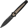 Kershaw 7950DAM Launch 15 AUTO Folding Knife - 3.5" Damascus Spear Point Blade, Black Aluminum Handles with Canvas Micarta Inlays, Reversible Clip