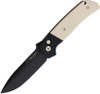 ProTech Bob Terzuola ATCF Tuxedo AUTO Folding Knife - 3.5" MagnaCut Black DLC Drop Point Blade, Black Aluminum Handles with Ivory Micarta Inlays - BT2752