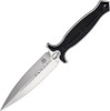 Begg Knives Steelcraft Series Filoso Dagger Fixed Blade Knife - 6" AUS-10 Satin Double Edge Dagger Blade, Milled Black Injection Molded Handles, Boltaron Sheath - BG030