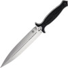 Begg Knives Steelcraft Series Filoso Dagger Fixed Blade Knife - 8" AUS-10 Satin Double Edge Dagger Blade, Milled Black Injection Molded Handles, Boltaron Sheath - BG031