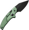 CIVIVI Knives Typhoeus Folding Push Dagger Fixed Blade Knife - 2.27" 14C28N Black Stonewashed Clip Point Blade, Green Aluminum Handles, Leather Sheath - C21036-4